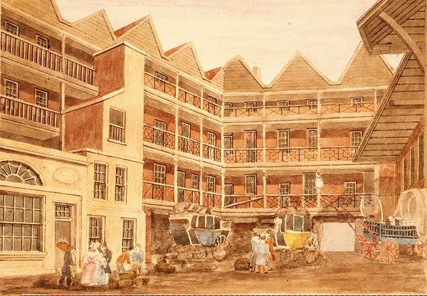 Bull and Mouth Inn Yard, ca. 1806 von Valentine Davis