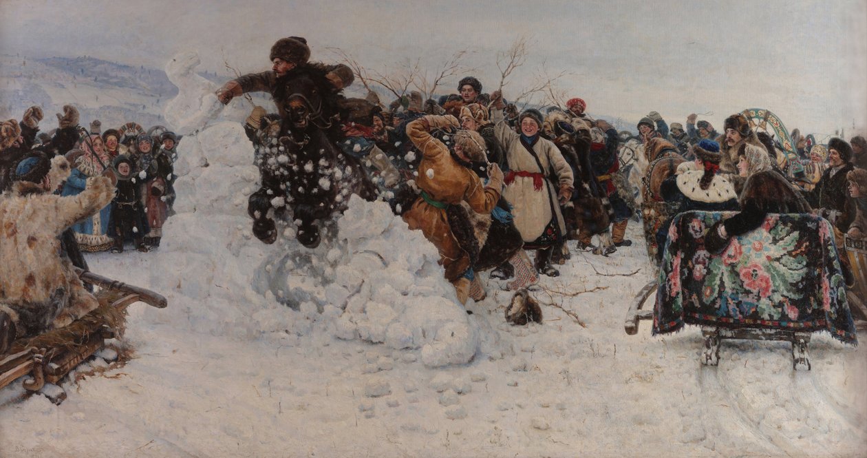 Eine Schneestadt einnehmen von Vasilij Ivanovic Surikov