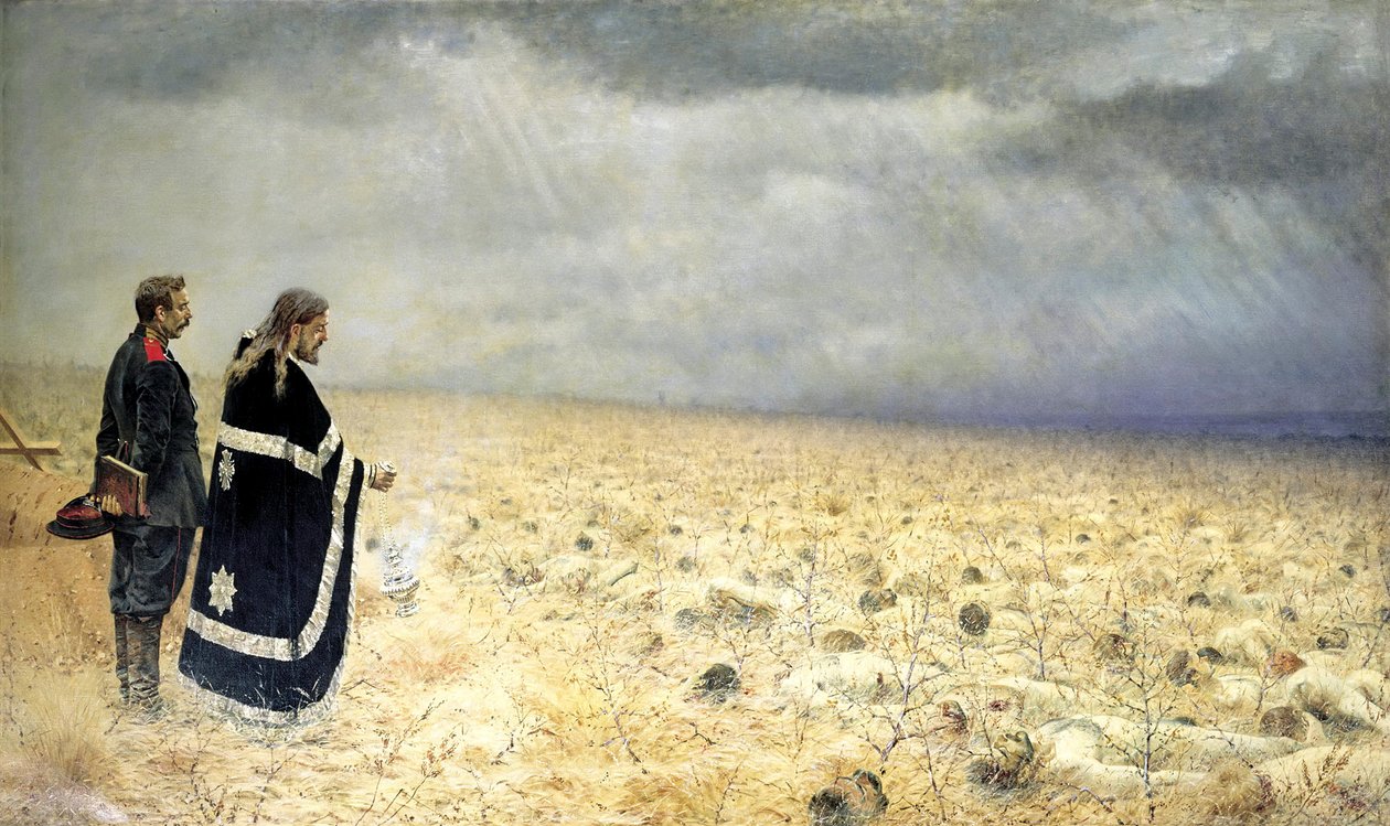Die Besiegten, Requiem, ca. 1877-1878 von Vasily Vereshchagin