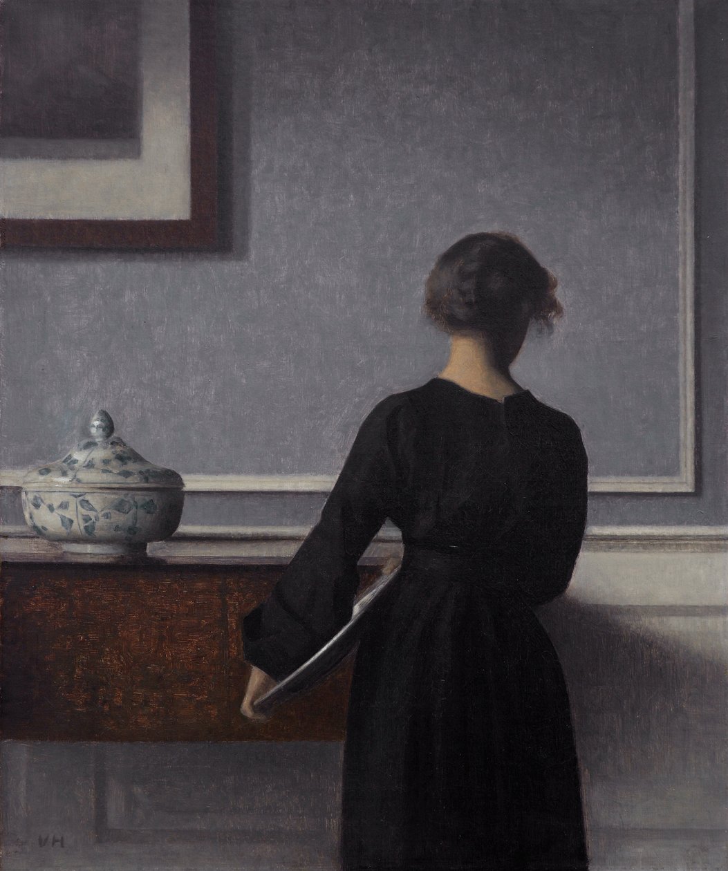 Interieur mit junger Frau von hinten von Vilhelm Hammershøi
