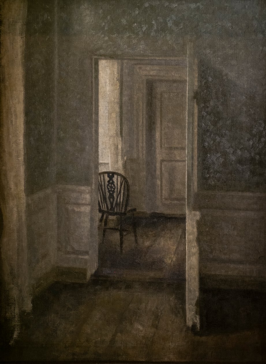 Innenraum mit Windsor-Stuhl von Vilhelm Hammershoi