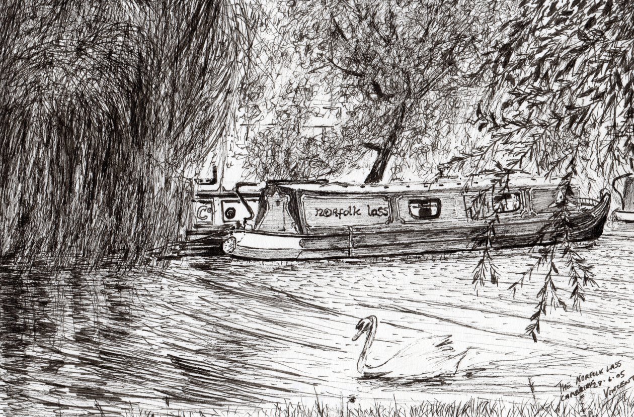 Schmale Boote Cambridge, 2005 (Tinte auf Papier) von Vincent Alexander Booth