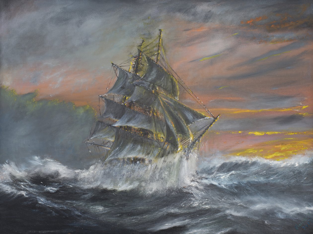 Terra Nova im heftigen Sturm bei Morgengrauen am 2. Dezember 1910, 2007 von Vincent Alexander Booth