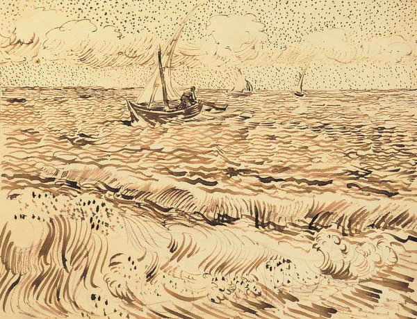 Fischerboote in Saintes-Maries-de-la-Mer von Vincent van Gogh