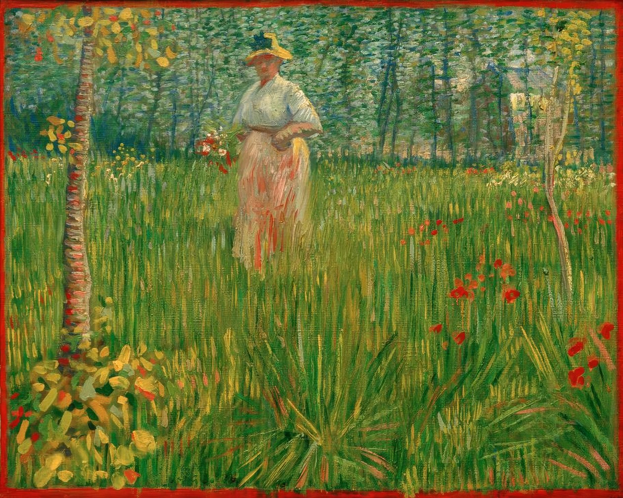 Frau in einem Garten von Vincent van Gogh