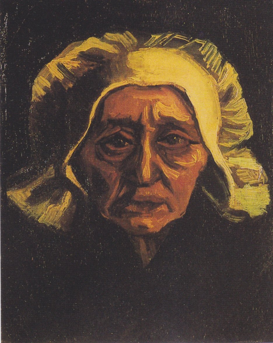 Kopf einer alten Bäuerin mit weißer Haube von Vincent van Gogh