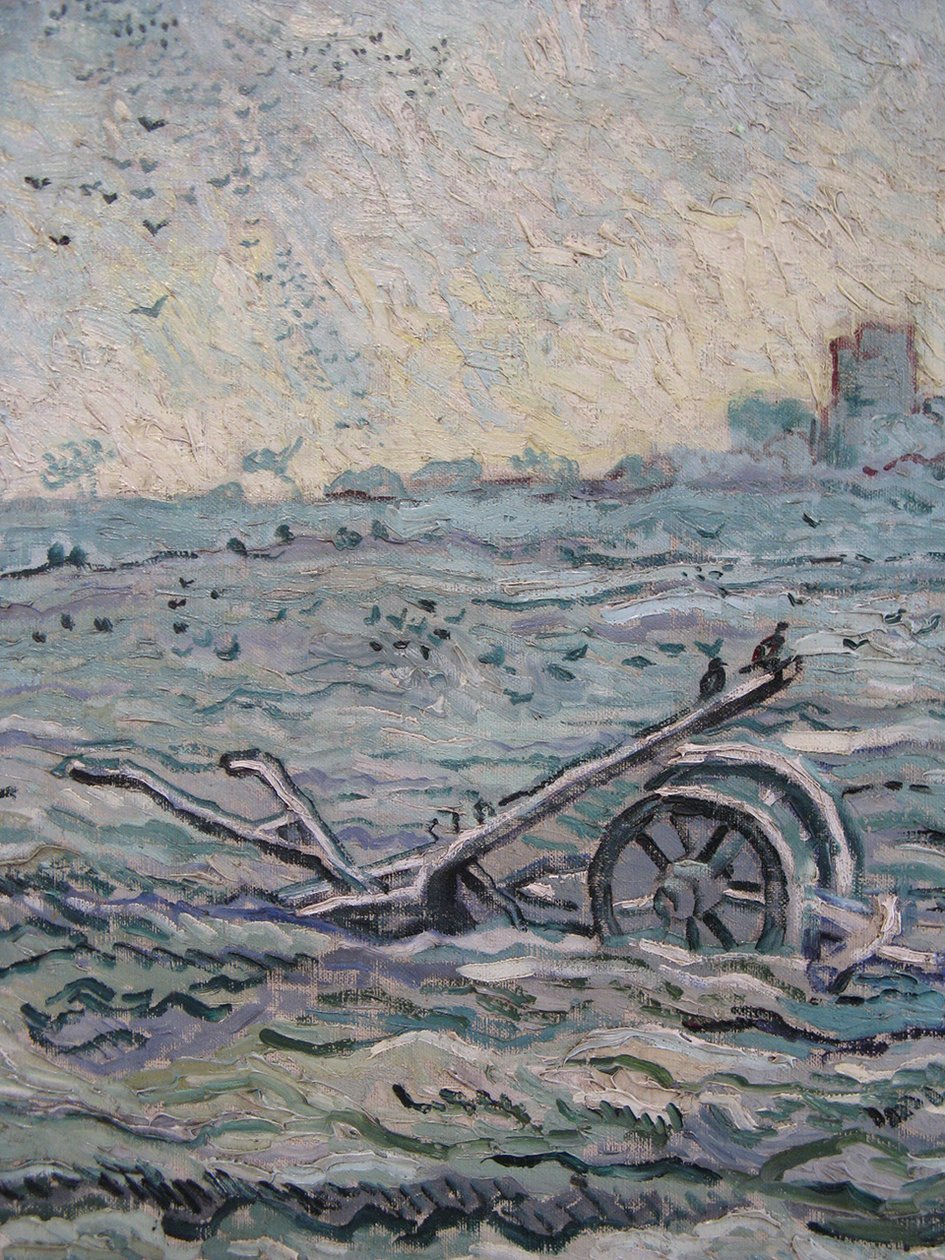 Schneebedecktes Feld mit Egge von Vincent van Gogh