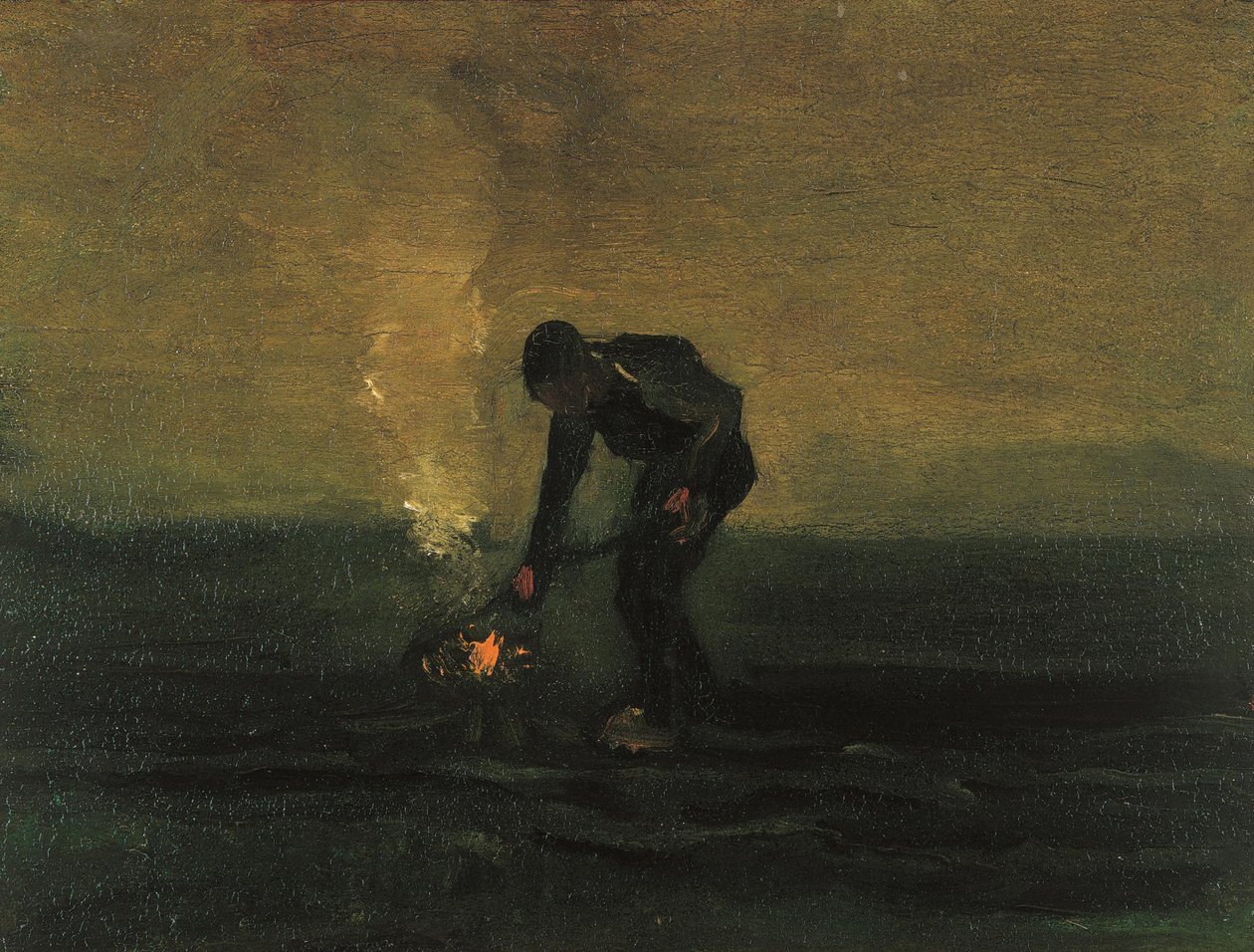 Bauer beim Verbrennen von Unkraut von Vincent van Gogh