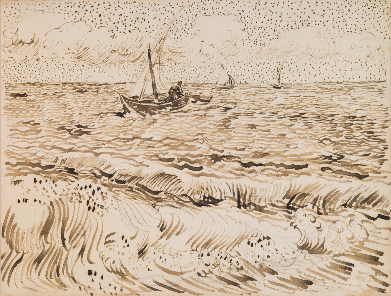 Fischerboote in Saintes-Maries-de-la-Mer von Vincent van Gogh