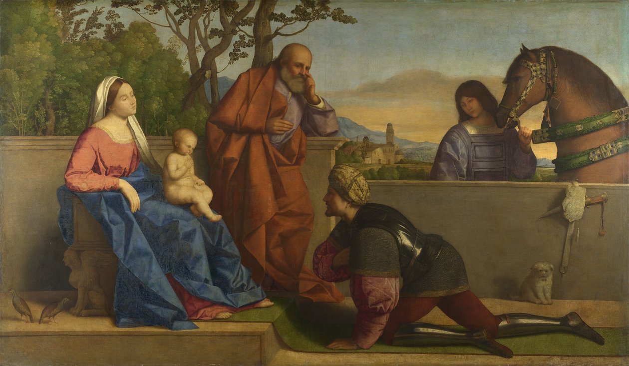 Ein Krieger, der das Jesuskind und die Jungfrau anbetet von Vincenzo di Biagio Catena