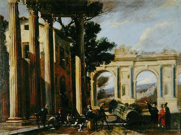 Architektonische Ansicht mit zwei Bögen von Viviano Codazzi