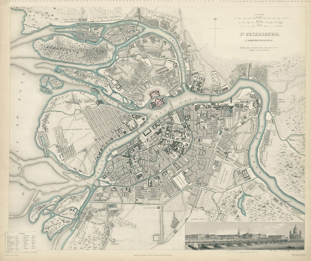 Karte von Petersburg, 1834 von W.B. Clarke