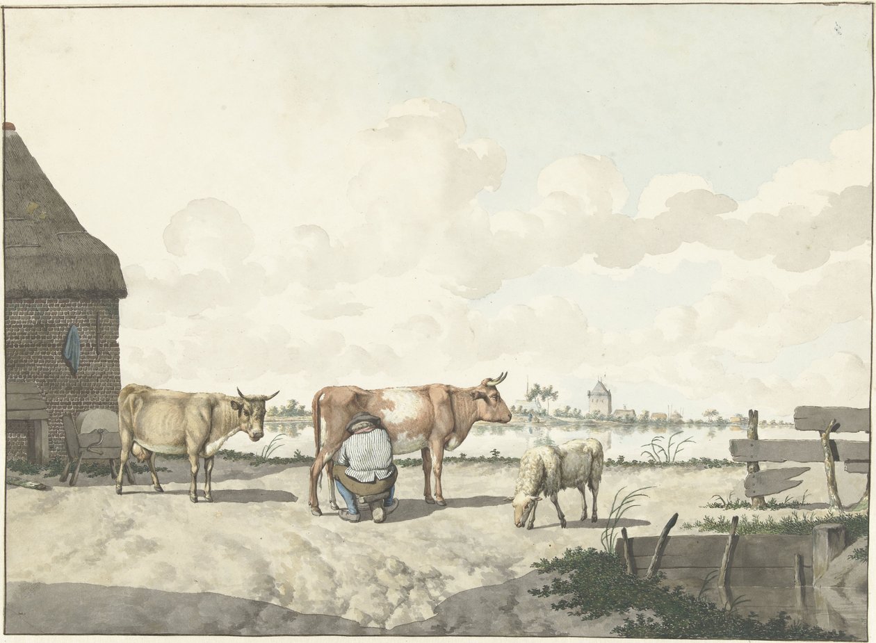 Melkender Bauer von W. Barthautz