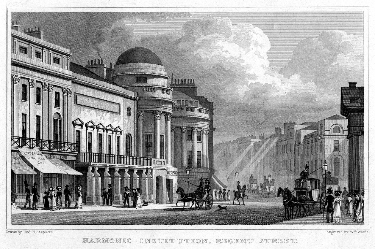 Harmonic Institution, Regent Street, 1828 von W. Wallis
