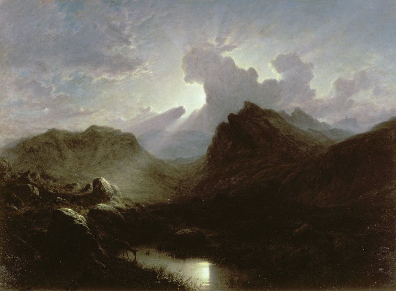 Hirschwald, Skye, Sommermondlicht von Waller Hugh Paton