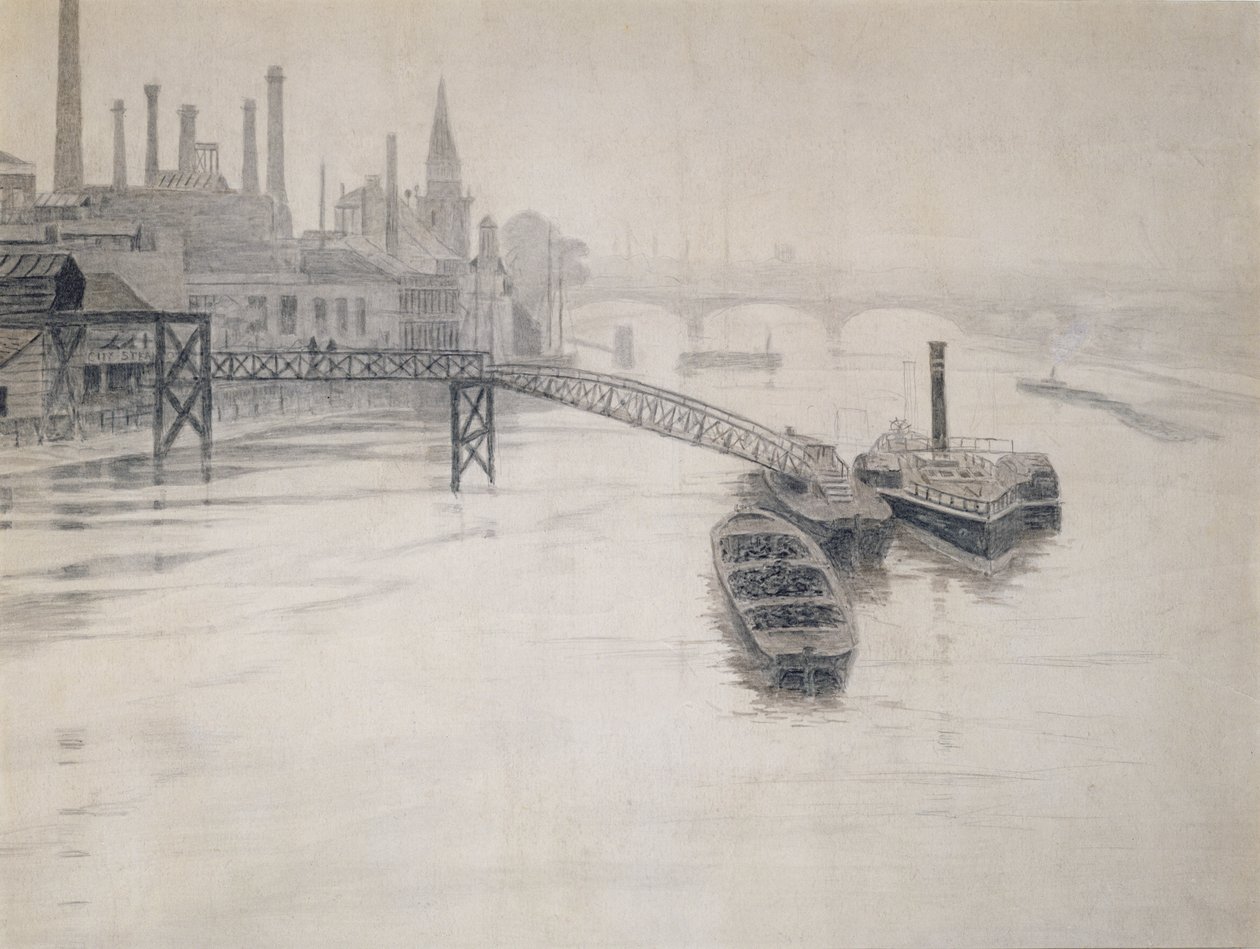 Blick auf die Themse, City Stream Company Jetty, Battersea Power Station von Walter Greaves