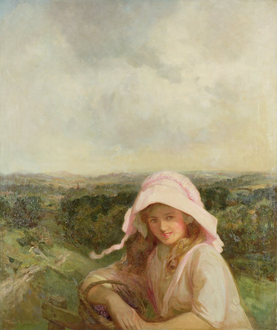 Mädchen in einer Landschaft von Walter Herbert Allcott
