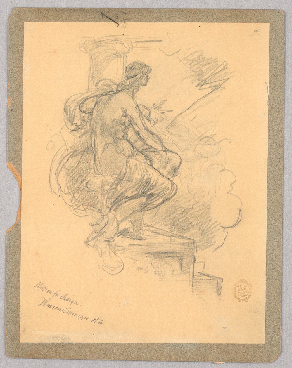 Sitzende Frau (Motiv für Design) von Walter Shirlaw