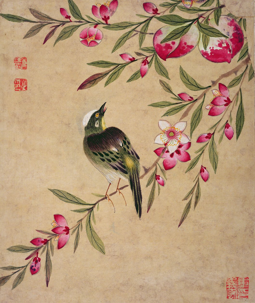 Eine Serie von Vogel- und Fruchtgemälden, spätes 19. Jahrhundert von Wang Guochen