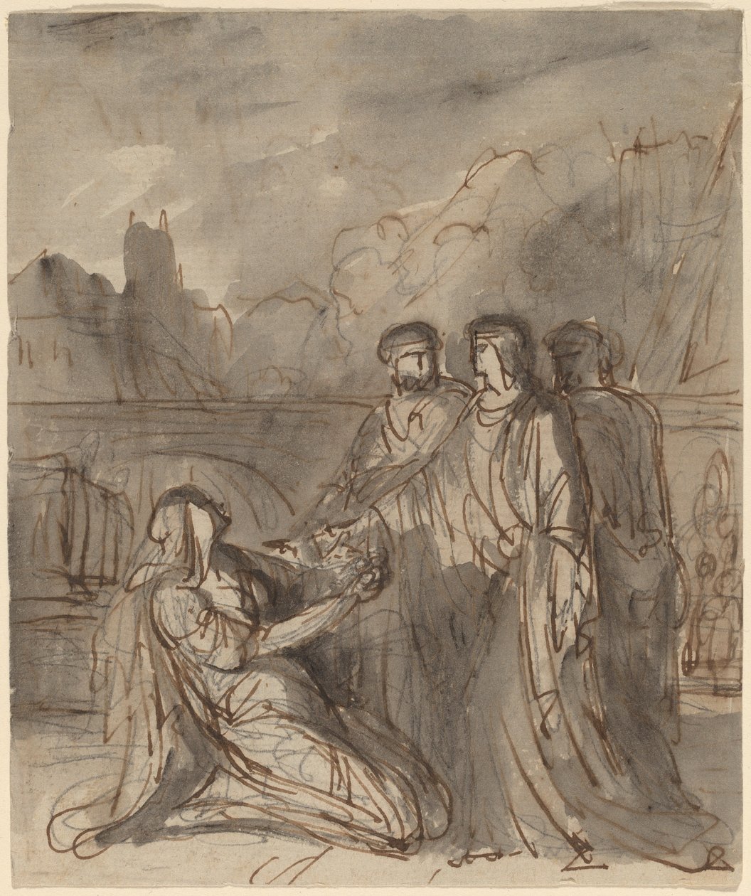 Komposition mit vier Figuren (recto und verso) von Washington Allston