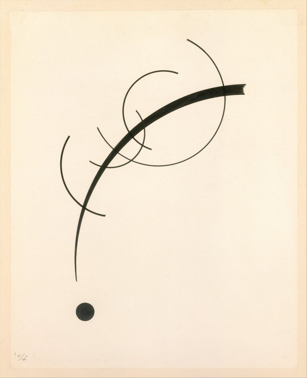 Freie Kurve zum Punkt - Begleitender Klang geometrischer Kurven, 1925 von Wassily Kandinsky