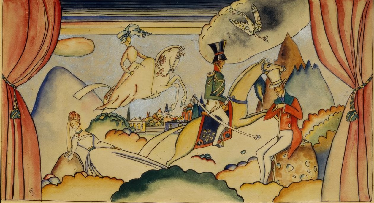 Szene mit einem Offizier von Wassily Kandinsky