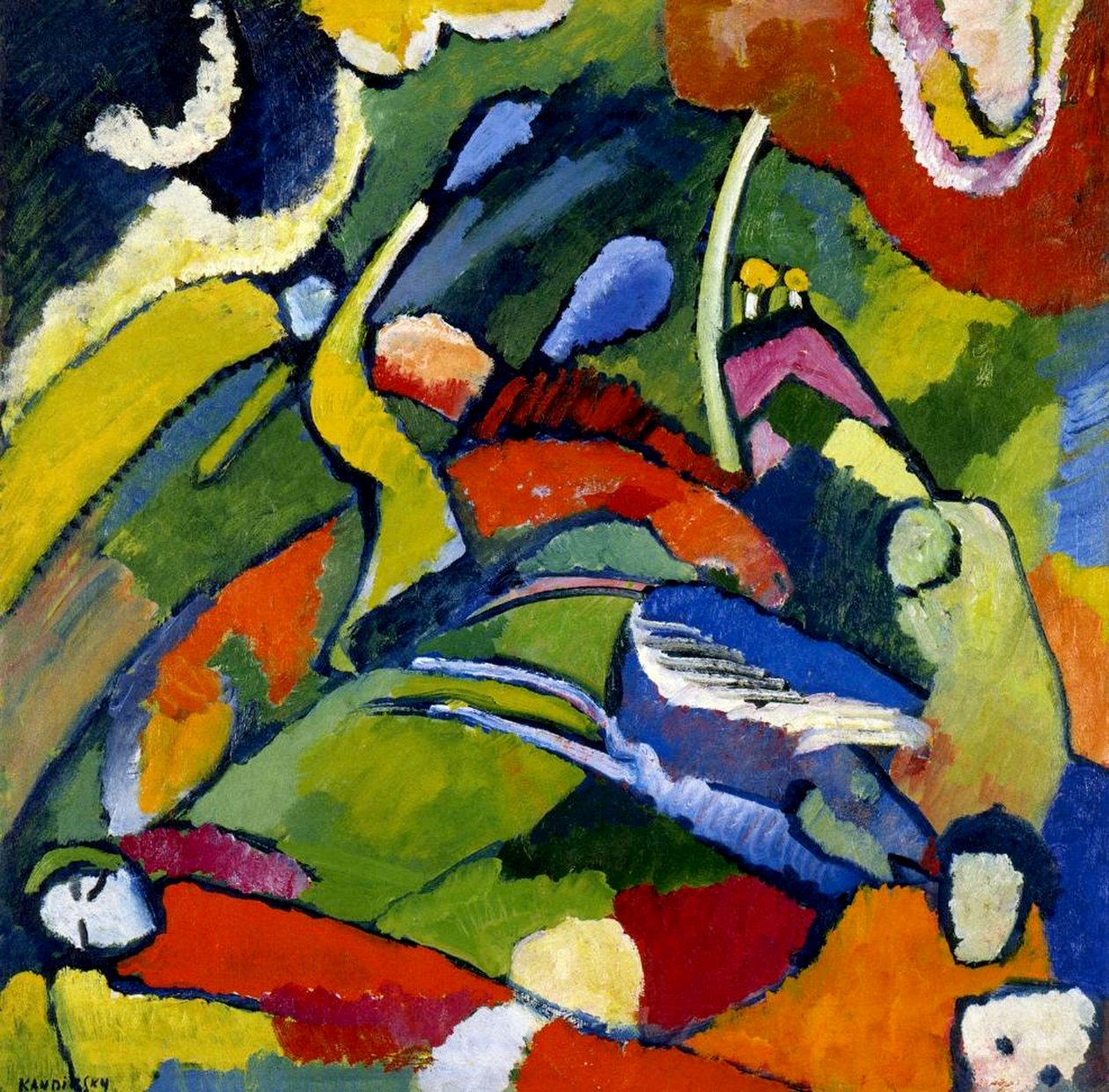 Zwei Reiter und eine liegende Figur, ca. 1909-10 von Wassily Kandinsky