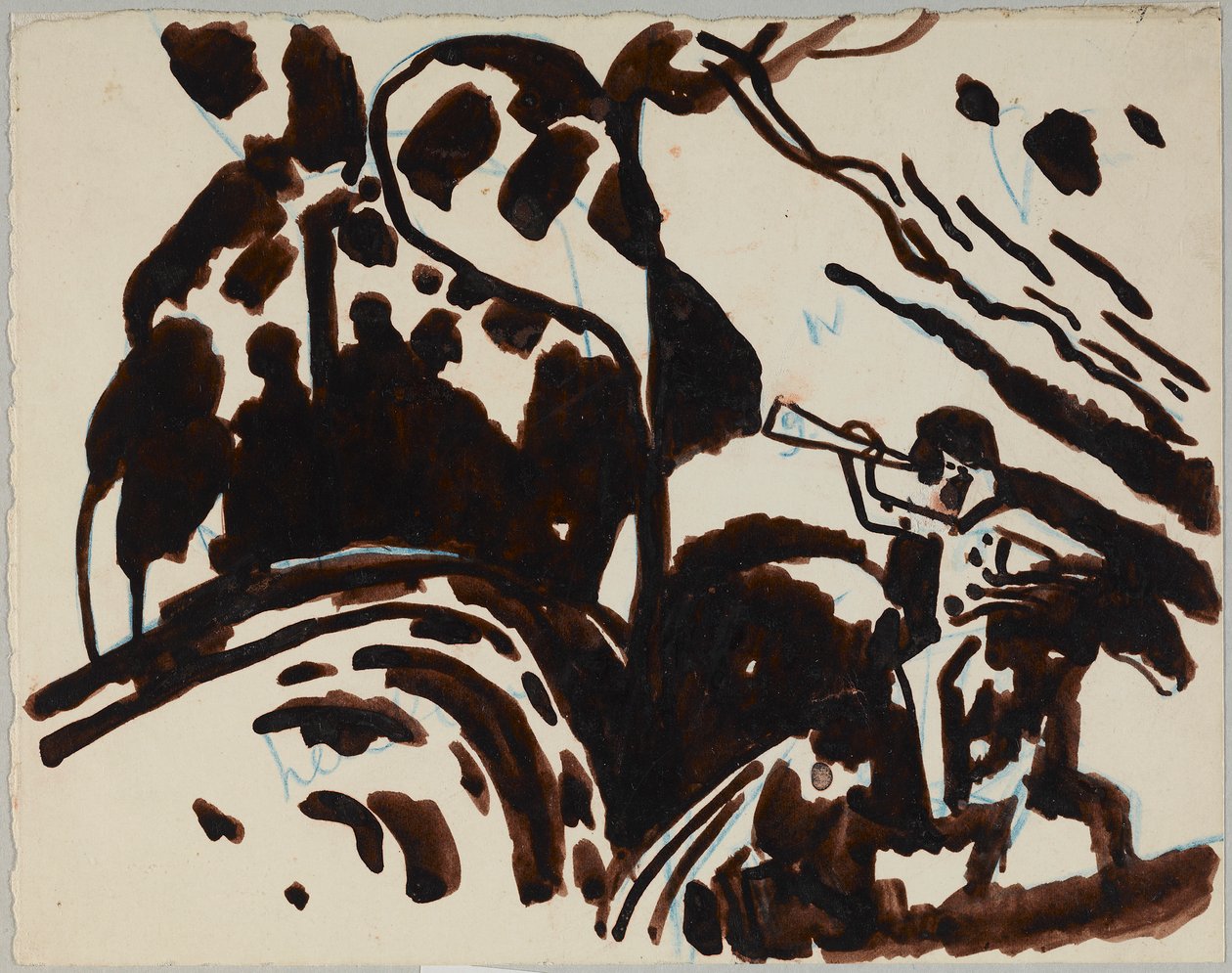 Landschaft mit Trompete blasendem Reiter von Wassily Kandinsky