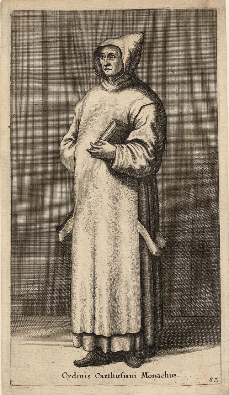 Mönch des Kartäuserordens. Zustand 3 von Wenceslaus Hollar
