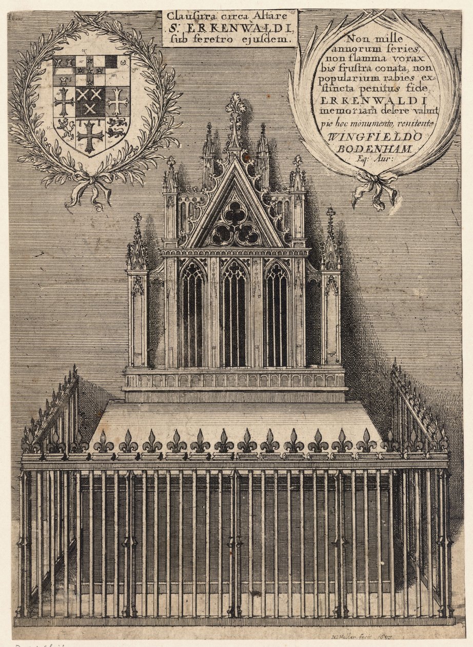 St. Erkenwald (Denkmal). Zustand 2 von Wenceslaus Hollar