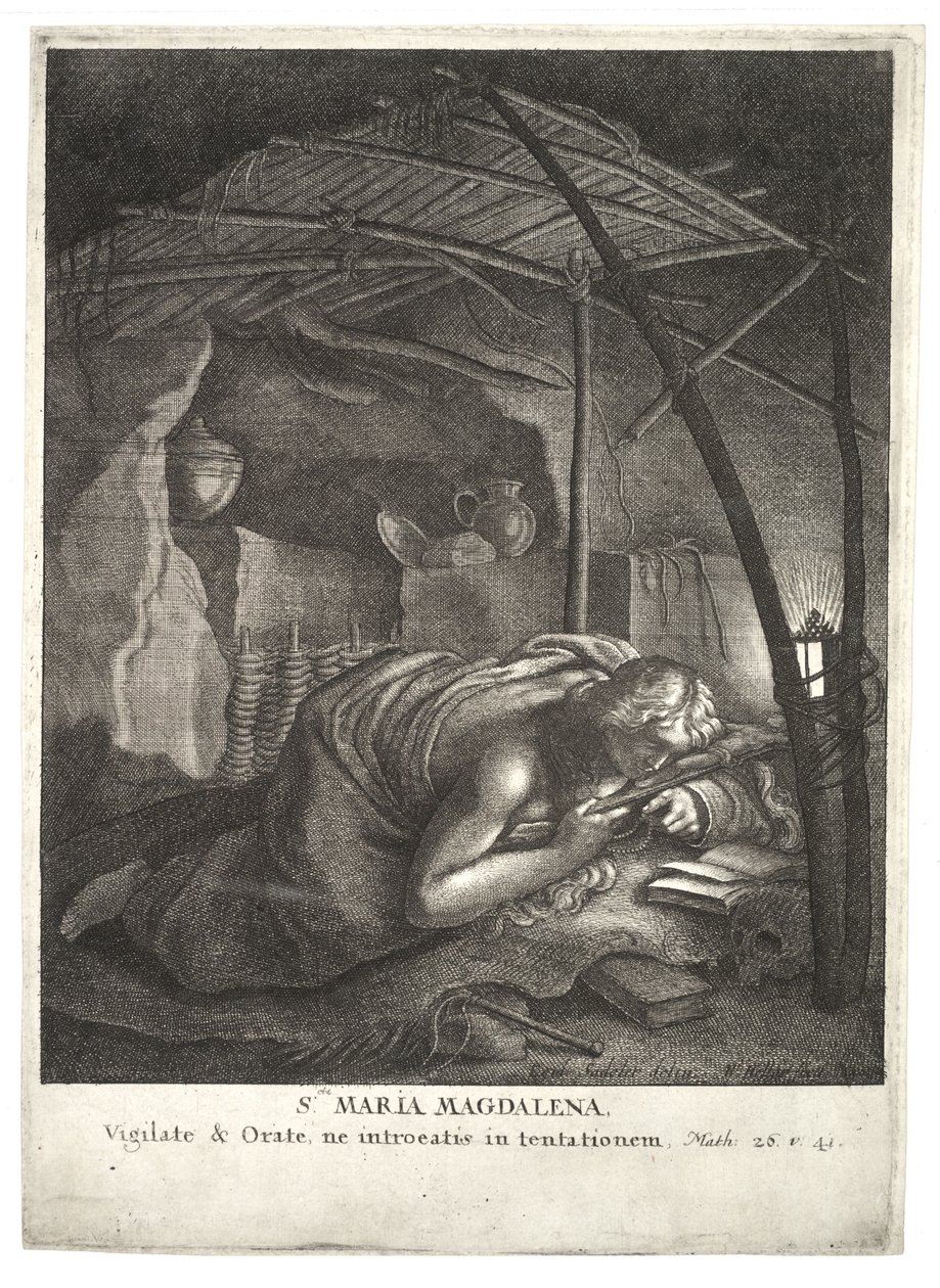 Die reuige Magdalena, nach Sadeler. Zustand 2 von Wenceslaus Hollar