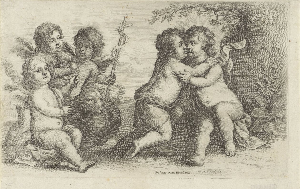 Christus, Johannes und drei Cherubinen von Wenceslaus Hollar