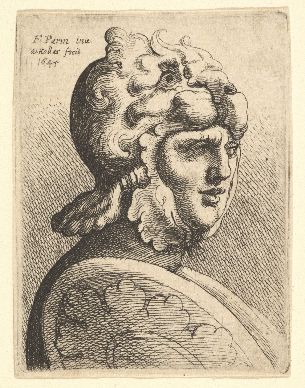 Helmtragender Kopf, 1645 von Wenceslaus Hollar