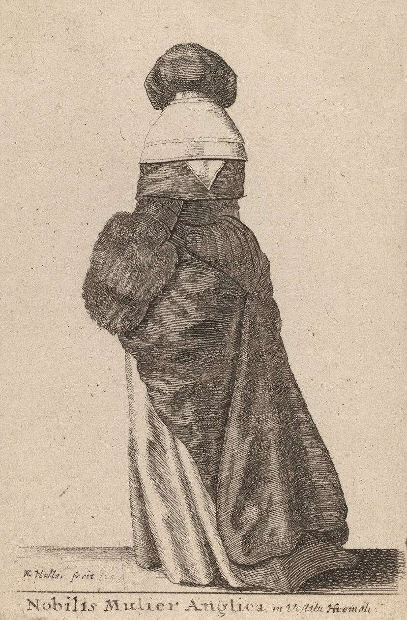Nobilis Mulier Anglica, in Vestitu Hiemali, 1643 von Wenceslaus Hollar