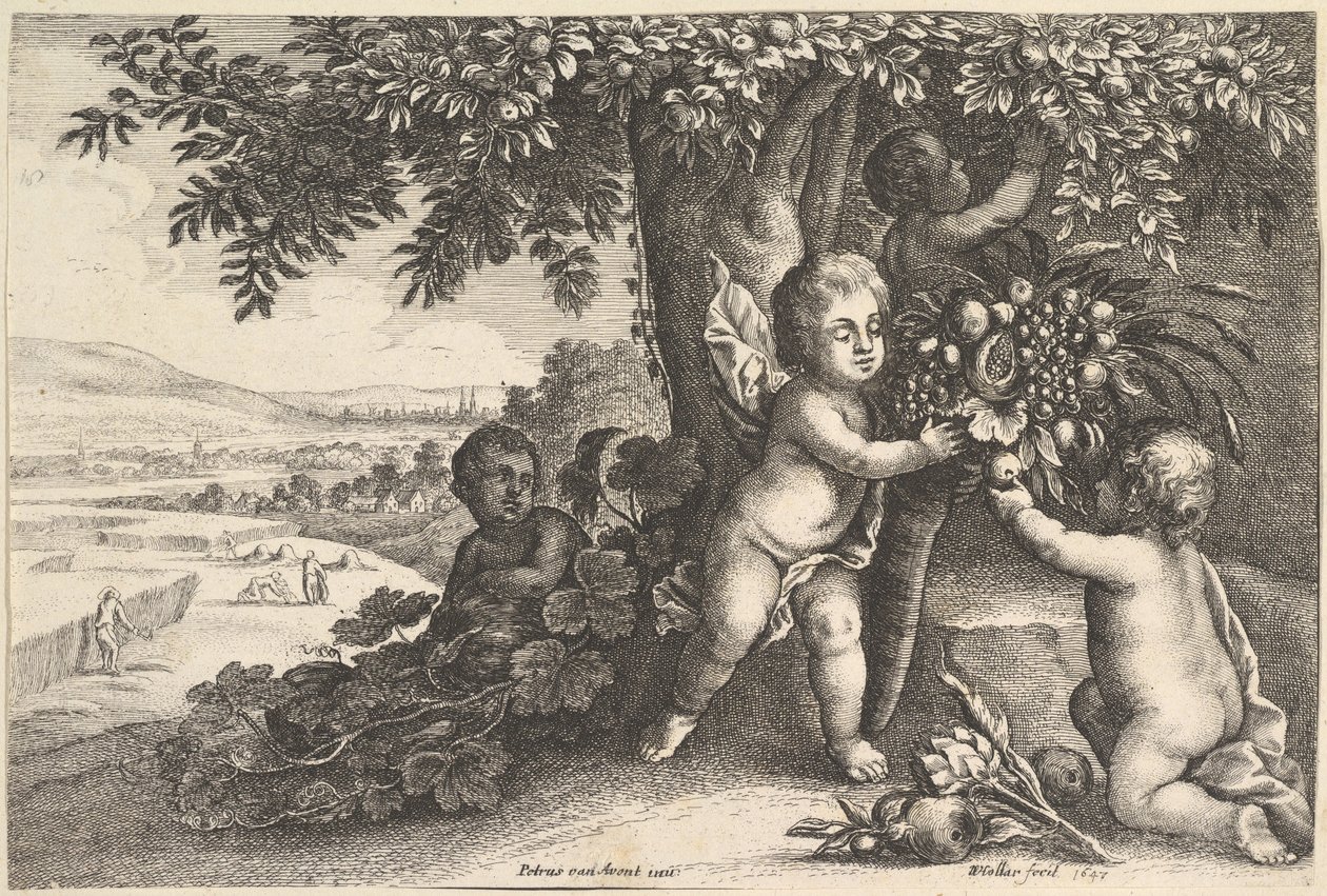 Der Flussgott und die Jungen, 1625-77 von Wenceslaus Hollar