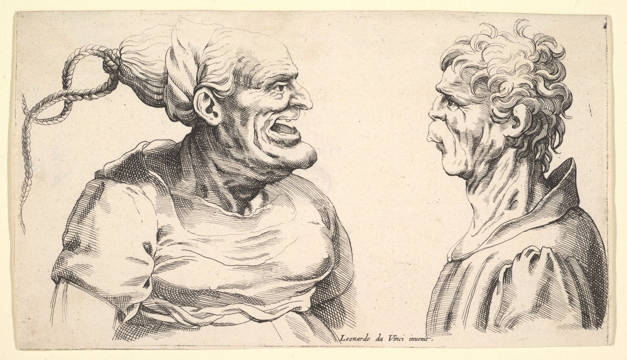 Zwei deformierte Köpfe von Wenceslaus Hollar