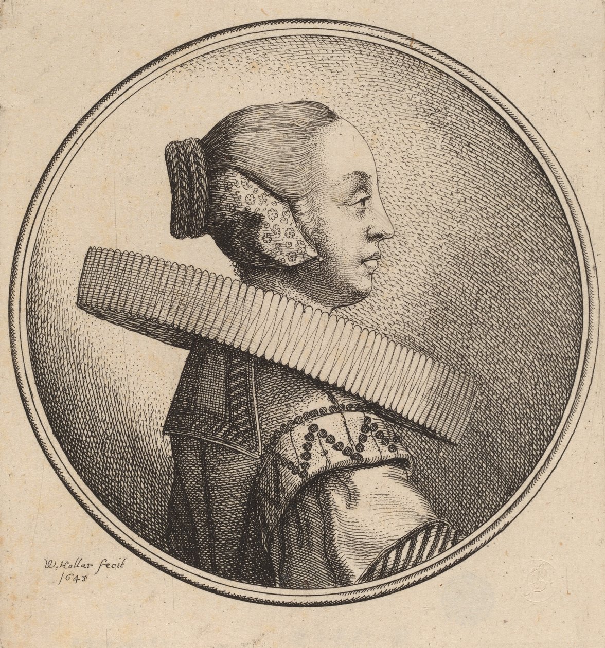 Frau mit Halskrause im Profil, 1643 von Wenceslaus Hollar