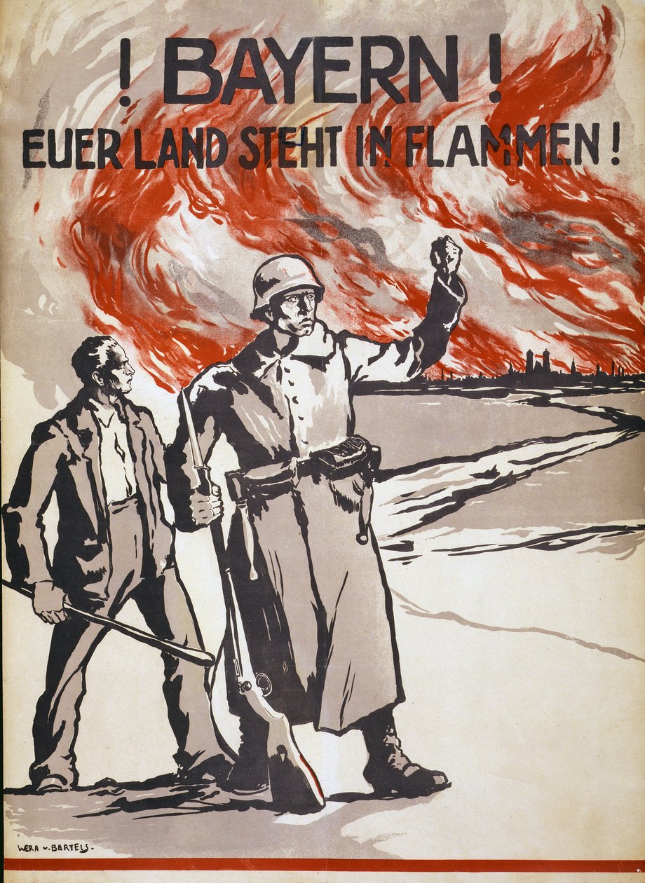 Bayern! Euer Land steht in Flammen! Veröffentlicht in Deutschland, um 1918 von Wera von Bartels