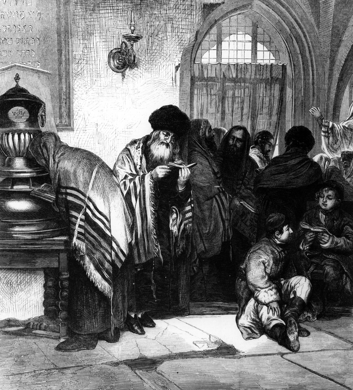 Polnische Juden in einer Synagoge von Wilhelm August Stryowski