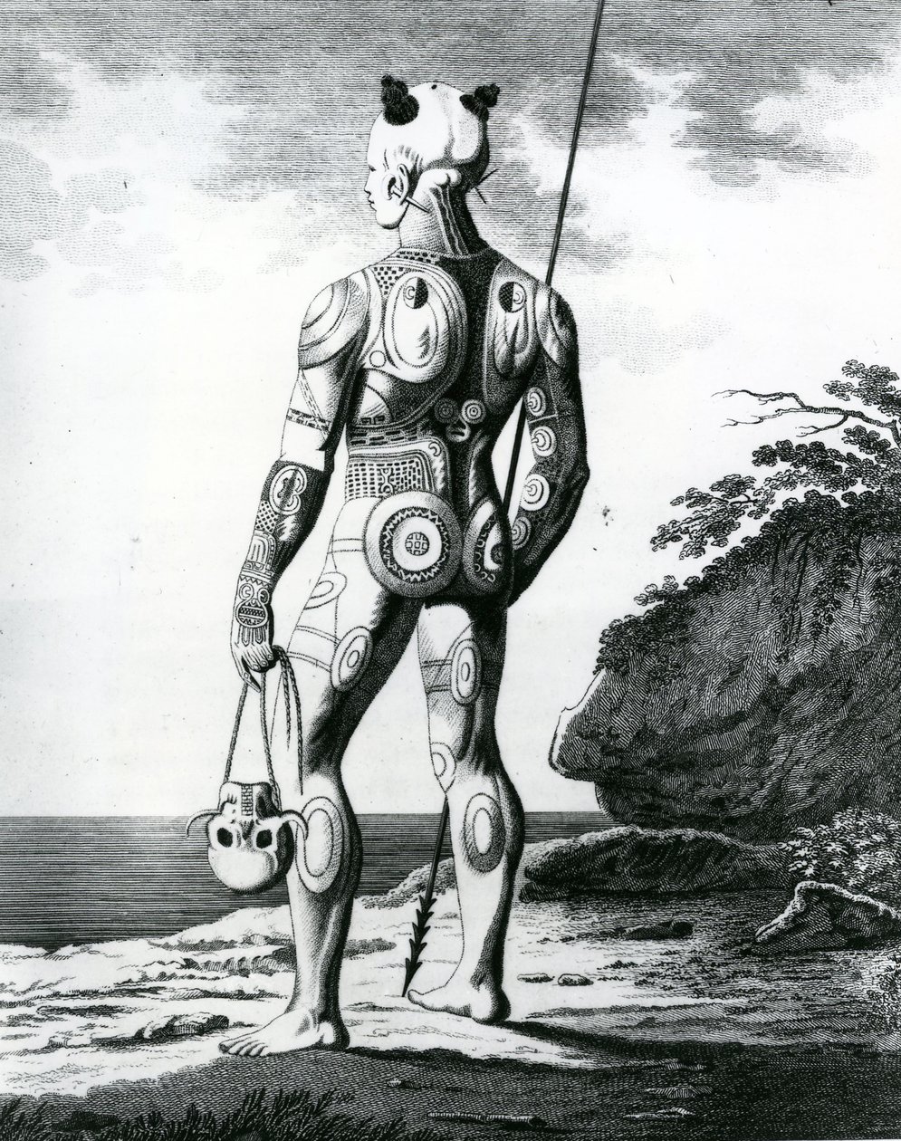 Ein junger Noukahiwan-Mann, nicht vollständig tätowiert, 1813 von Wilhelm Gottlieb Tilesius von Tilenau