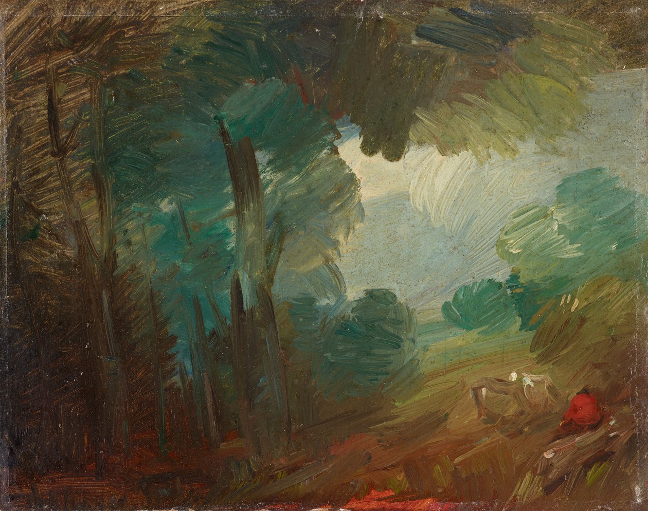 Waldlandschaft mit Kühen und Bauern von Wilhelm Busch