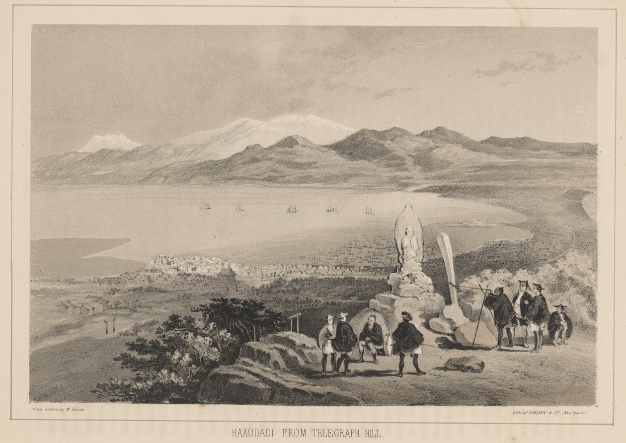 Hakodadi vom Telegraph Hill, 1855 von Wilhelm Joseph Heine