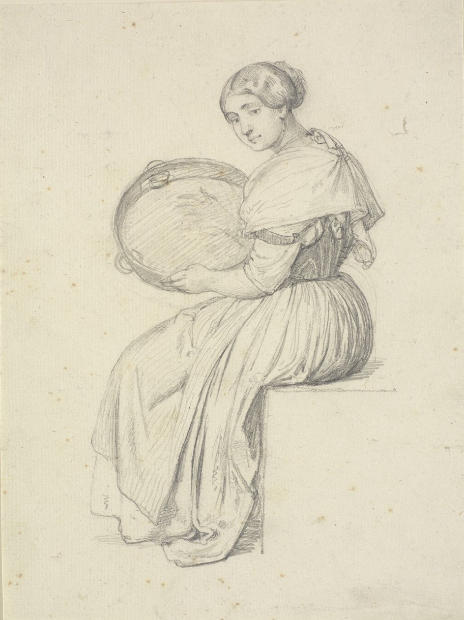 Sitzende Frau mit Tamburin von Wilhelm Marstrand