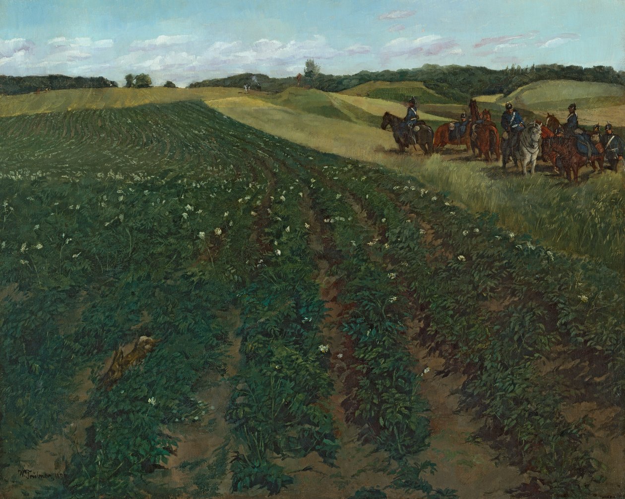 Kartoffelacker bei Weßling in Oberbayern von Wilhelm Trübner