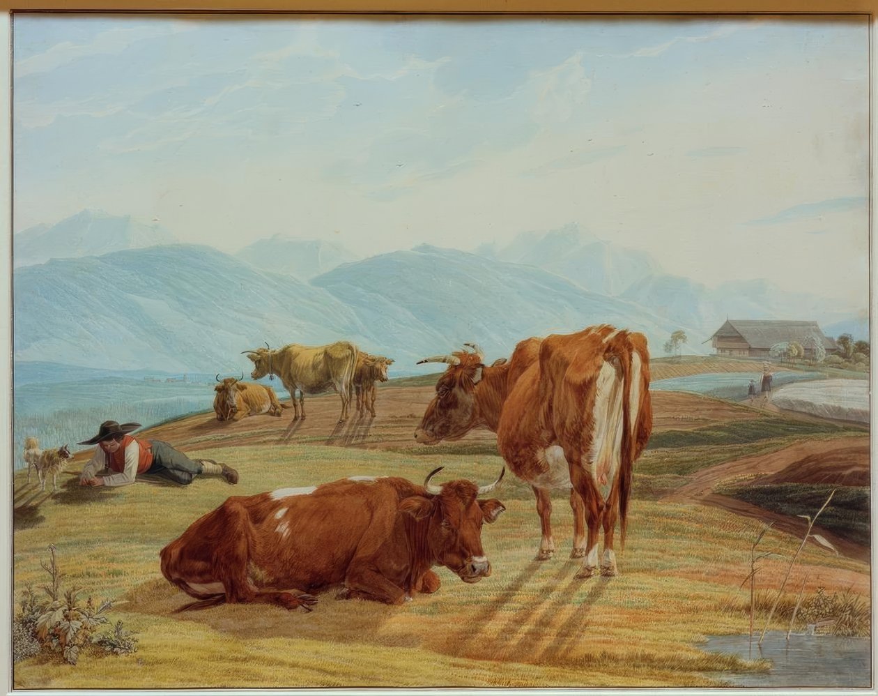 Weidende Kühe vor Hochgebirgslandschaft von Wilhelm von Kobell