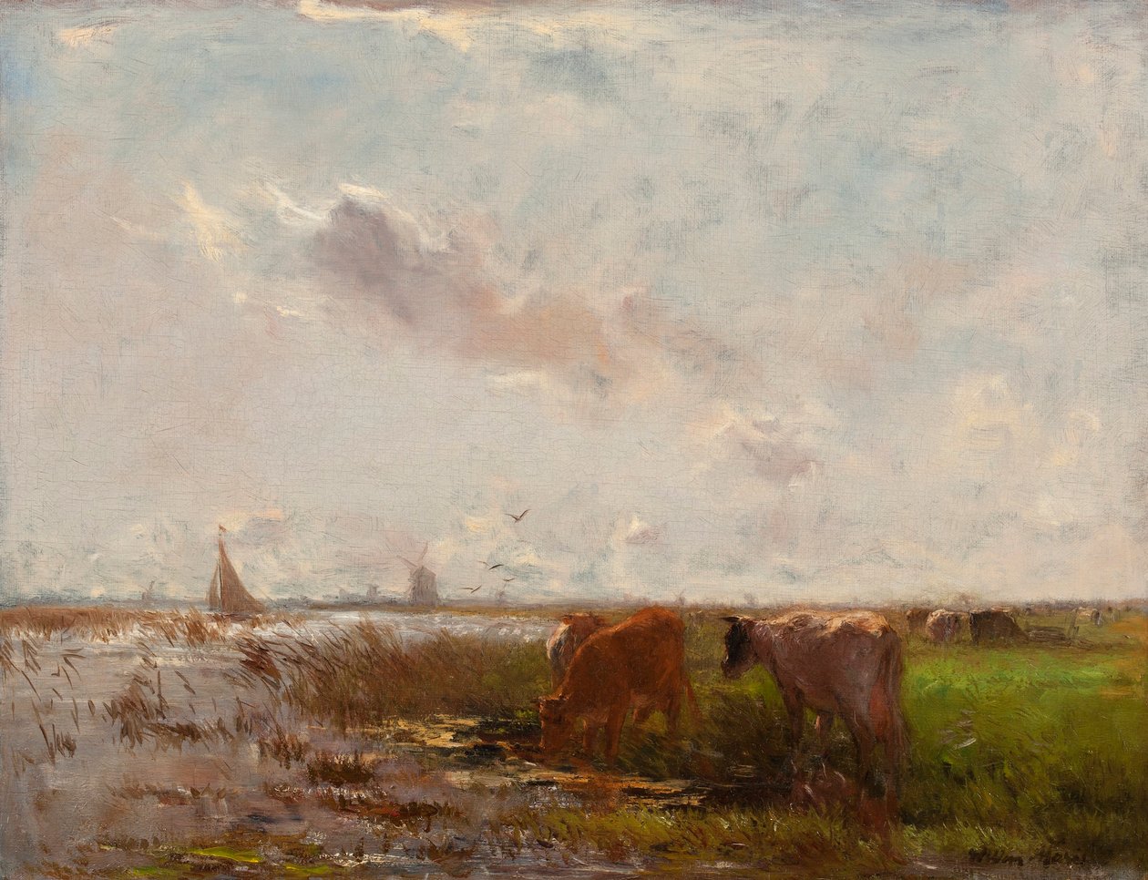 Kühe in einer Polderlandschaft von Willem Maris