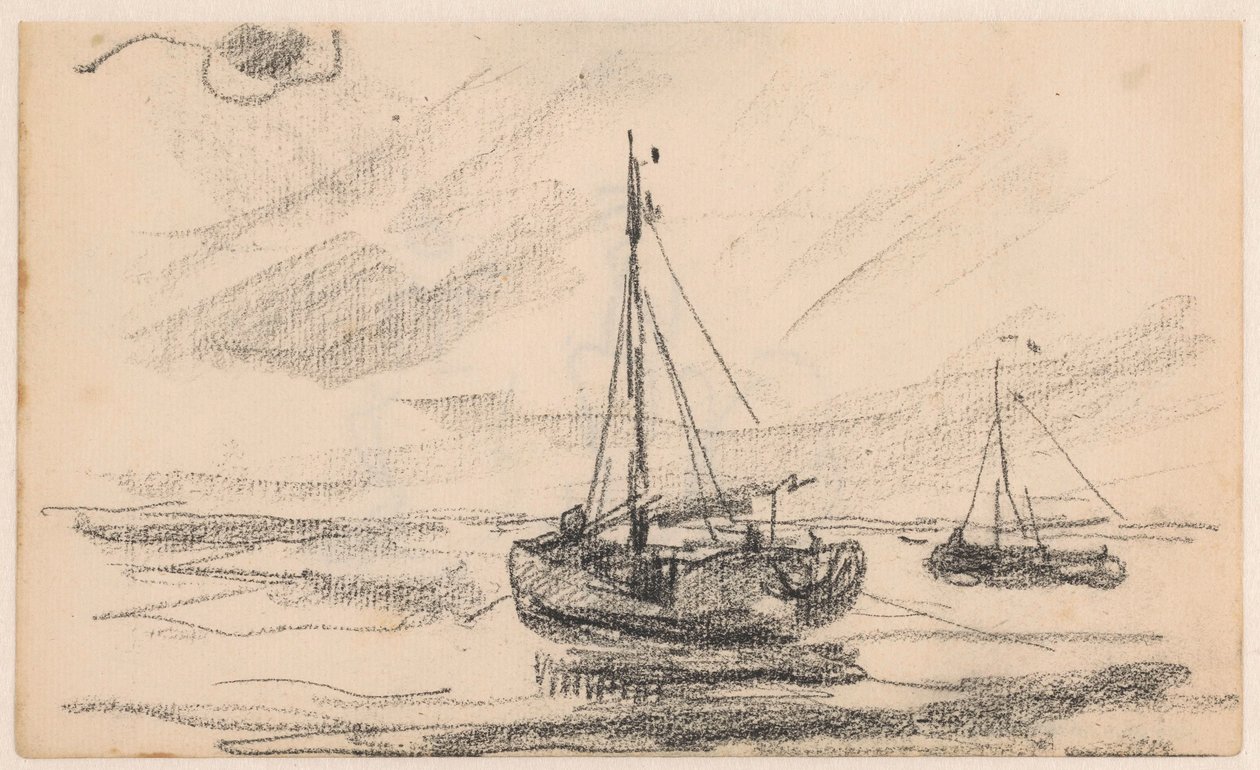 Zwei Fischerboote auf dem Meer von Willem Bastiaan Tholen