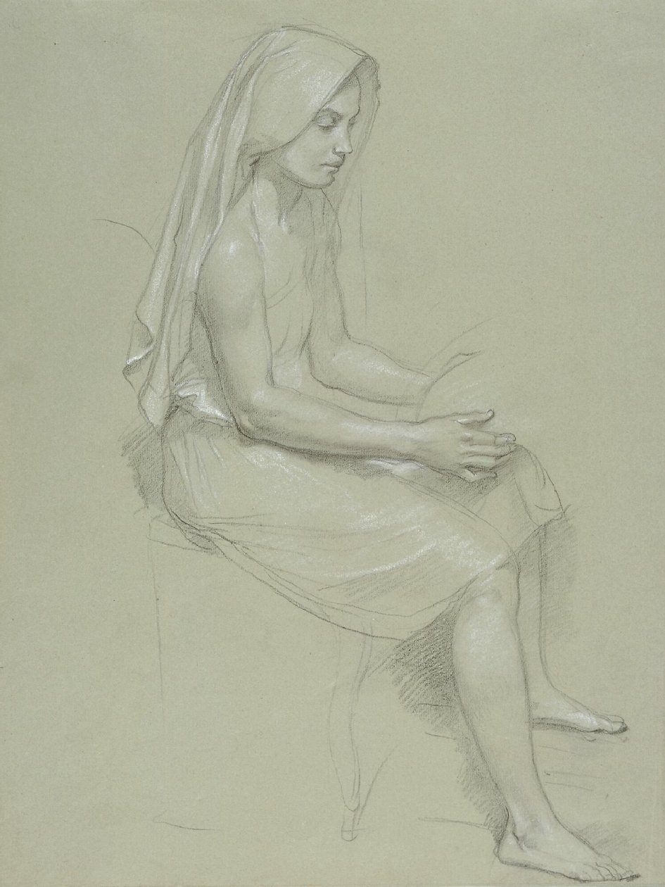 Studie einer sitzenden verschleierten weiblichen Figur (19. Jahrhundert) von William Adolphe Bouguereau