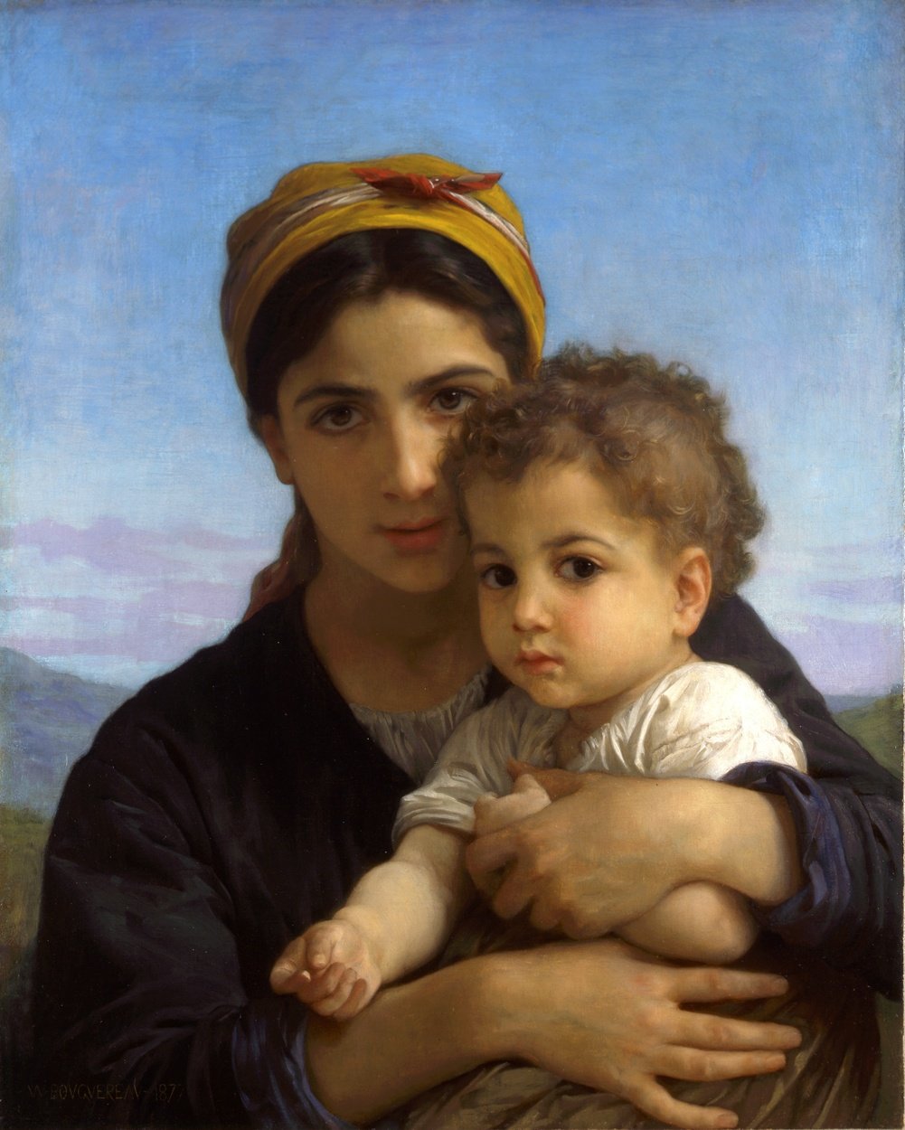 Junges Mädchen und Kind von William Adolphe Bouguereau