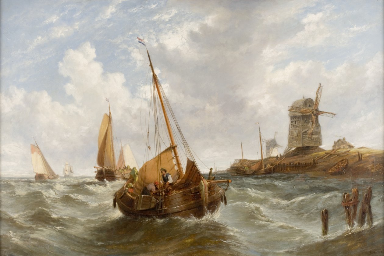 Meereslandschaft mit Booten von William Adolphus Knell